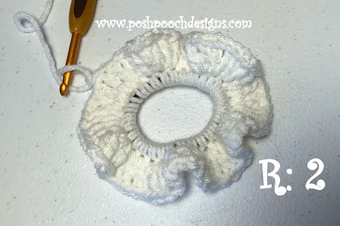 Crochet Patriotic Ruffle Scrunchie