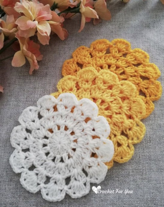 Marigold Crochet Lace Coasters