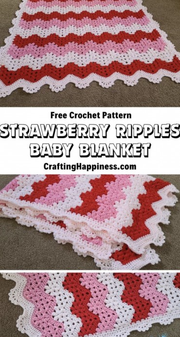 Crochet Strawberry Ripples Baby Blanket