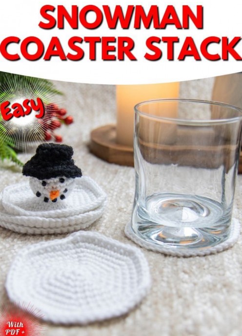 Crochet Snowman Coaster