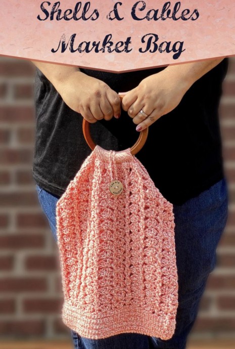 Shells and Cables Market Bag Crochet Pattern