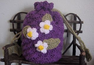 Crochet Shell Stitch Flowered Bag