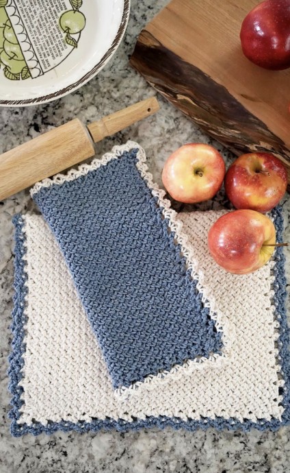Fall Farmhouse Crochet Tea Towel & Dishcloth Pattern