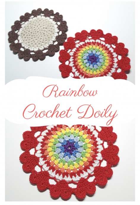 Rainbow Crochet Doily with Hearts (Free Pattern)