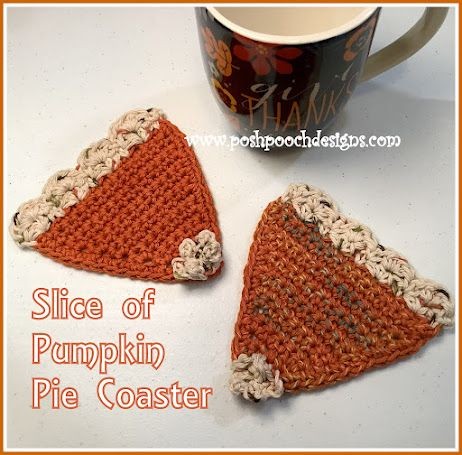 Crochet Slice Of Pumpkin Pie Coaster
