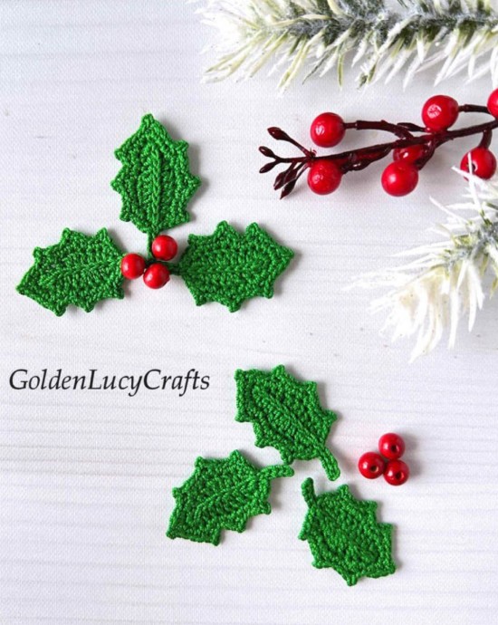 Craft a Unique Crochet Holly Leaf Applique for Festive Elegance Craft a Unique Crochet Holly Leaf Applique for Festive Elegance