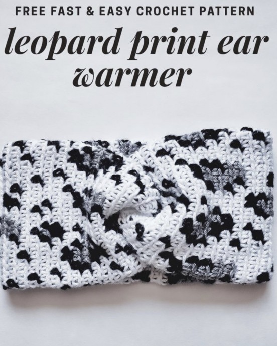 Crochet Leopard Print Twist Ear Warmer