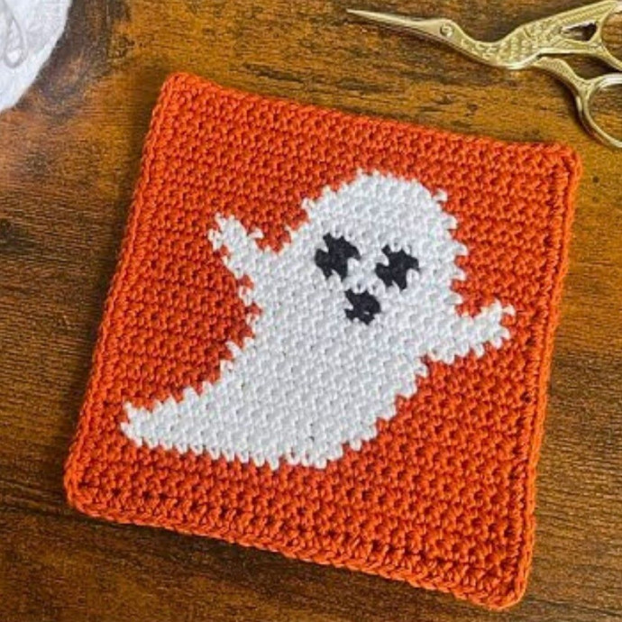 Crochet Little Ghost Coaster