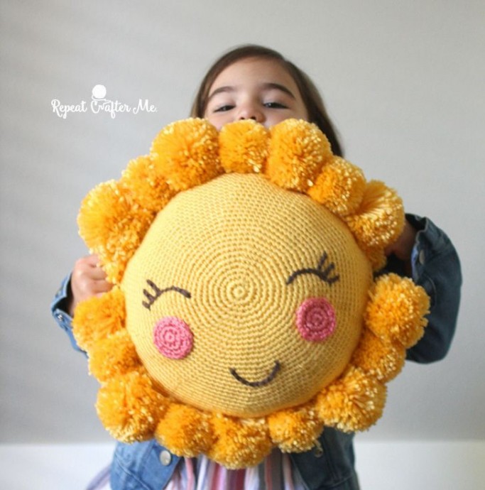 Super Cute PomPom Sunshine Pillow