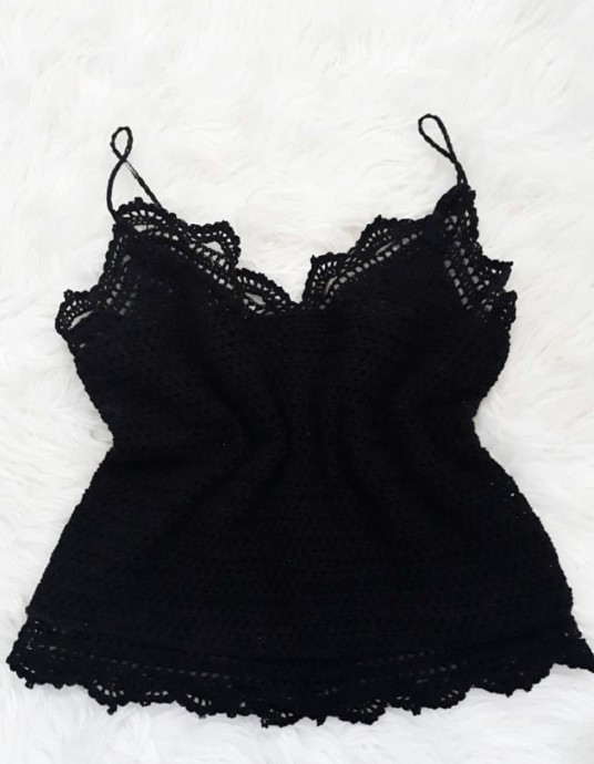 Crochet Black Lace Top