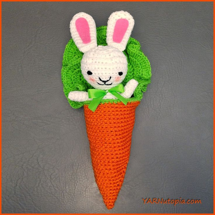 Crochet Bunny Amigurumi in a Carrot Cocoon