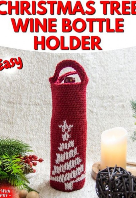 Crochet Christmas Wine Bottle Holder