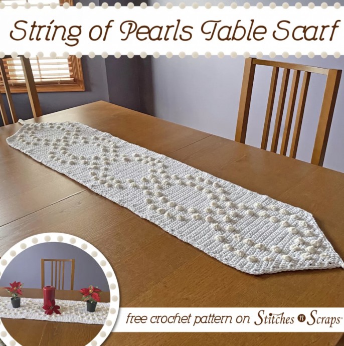 String of Pearls Crochet Table Scarf