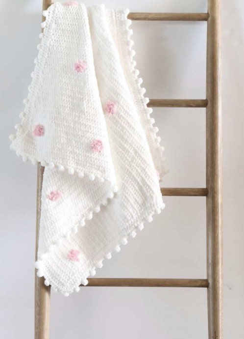 Crochet Pink Dots Baby Blanket