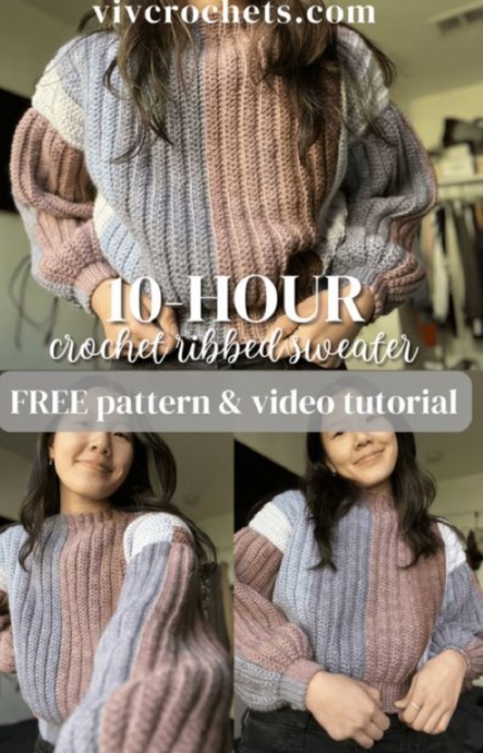 Crochet Ribbed Sweater (Free Pattern)