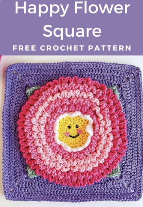 Happy Flower Crochet Square