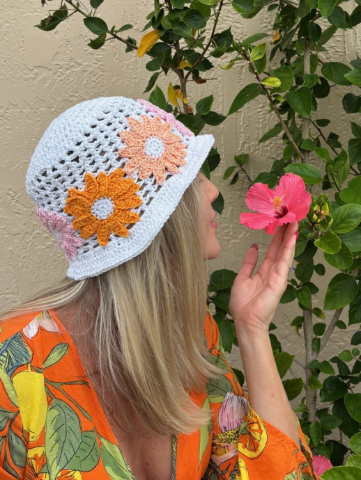 Crochet Blossom Bucket Hat