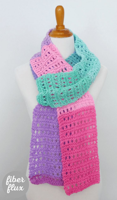 Crochet Eyelet Sparkle Scarf