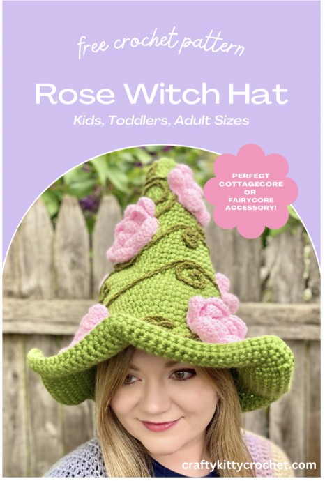 Free Crochet Pattern: Rose Witch Hat