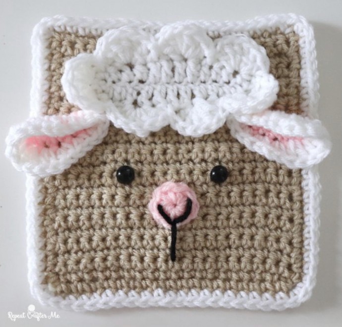 Lamb Crochet Square