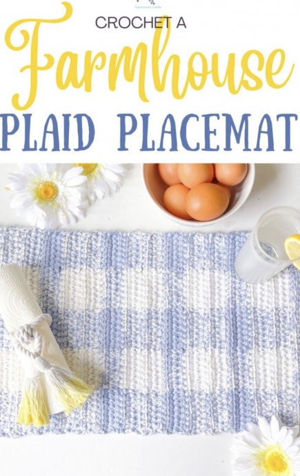 Easy Farmhouse Plaid Crochet Placemat Pattern