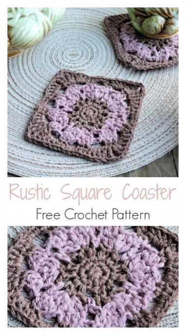 Crochet Rustic Square Coaster