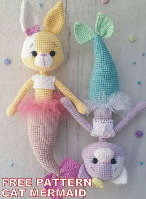 Free Crochet Pattern: Cat Mermaid Amigurumi