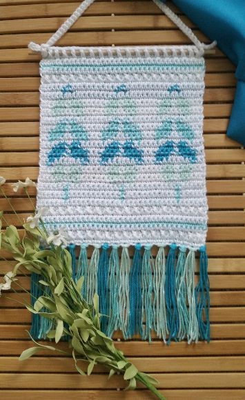 Crochet Tapestry of Feathers Wall Hanging