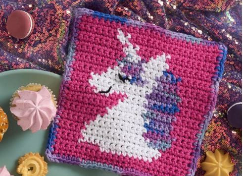 Crochet Magical Unicorn Dishcloth
