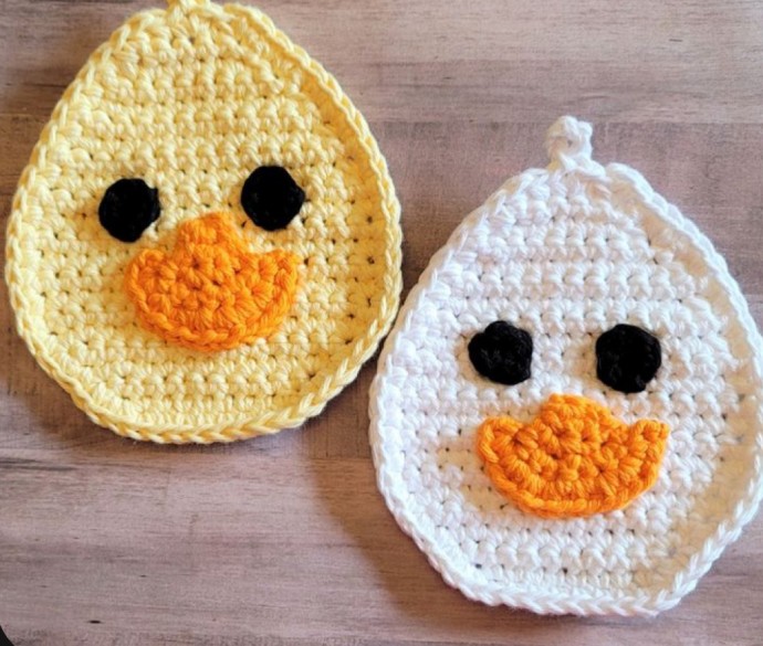 Crochet Smiling Duck Potholder