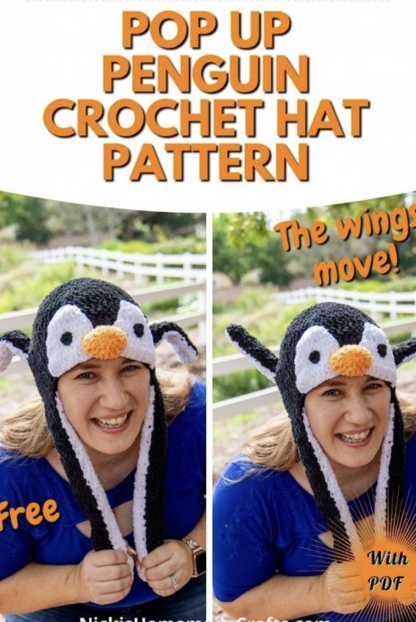 Crochet Penguin Hat with Moving Ears (Free Pattern)