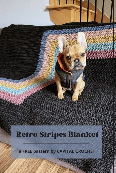 Crochet Retro Stripes Blanket (Free Pattern)