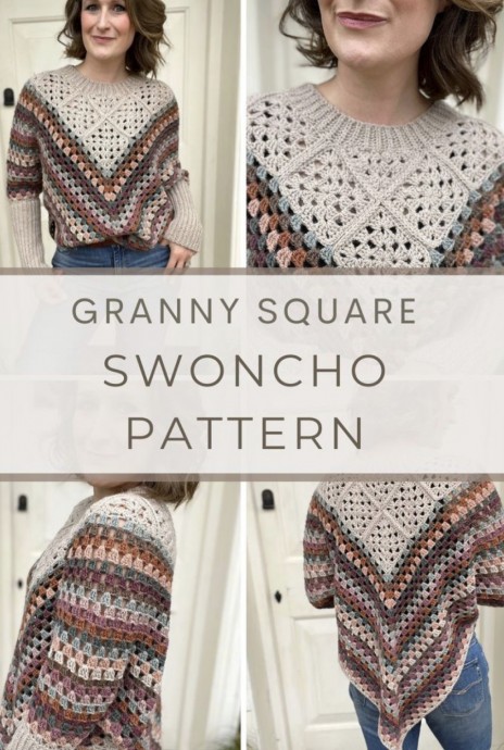 Crochet Granny Square Poncho (Free Pattern)