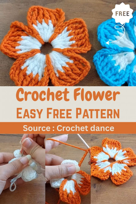 How to Create a Beautiful Crochet Flower with White and Orange Petals – Step-by-Step Guide