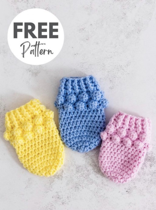 Bobble Crochet Baby Mittens