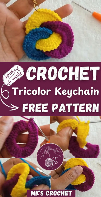 Crochet Tricolor Keychain