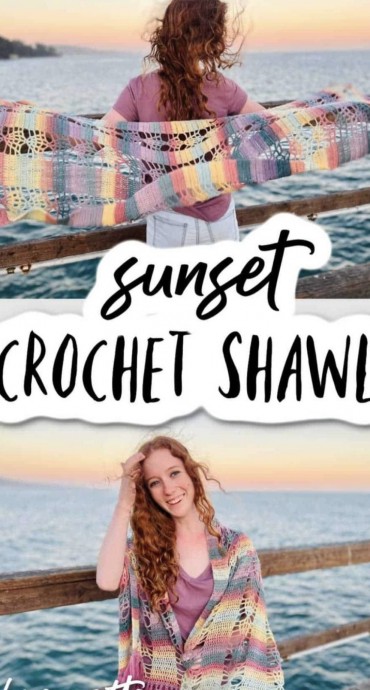 Sunset Lightweight Crochet Shawl Pattern (FREE)