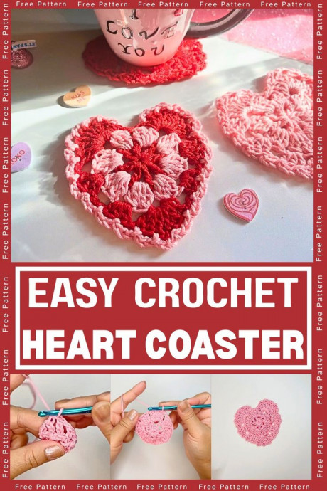 Crochet Heart Coaster