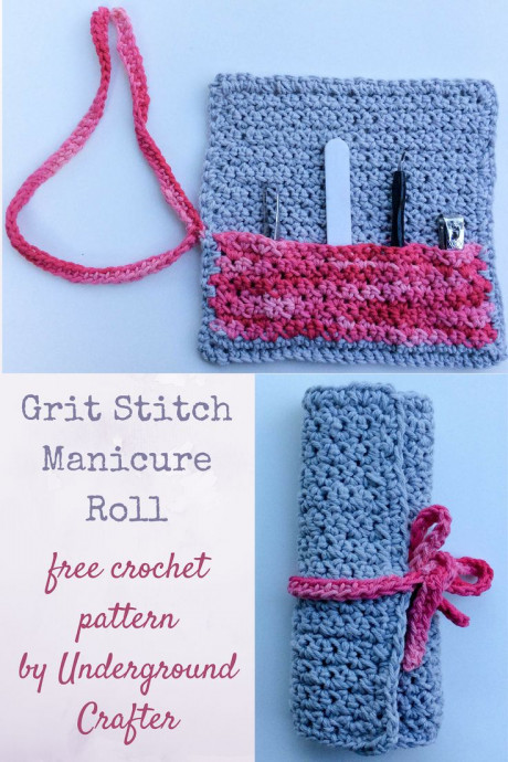 Organize Your Beauty Routine with the Crochet Grit Stitch Manicure Roll