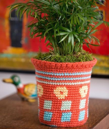 Create a Beautiful Crochet Tapestry Flower Pot Cozy for Indoor and Outdoor Decor