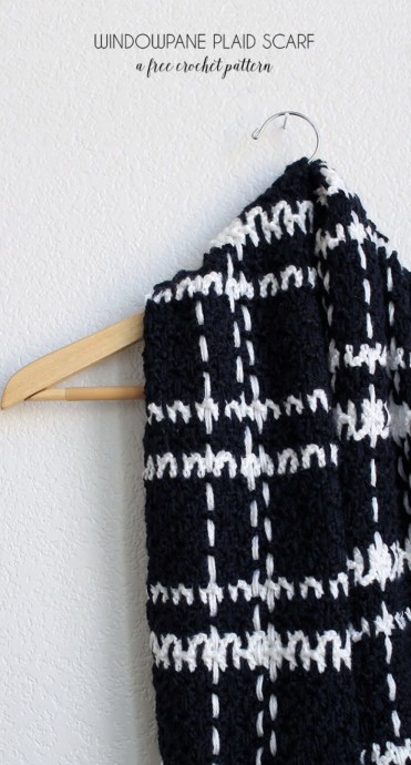 Windowpane Plaid Scarf – Free Crochet Pattern