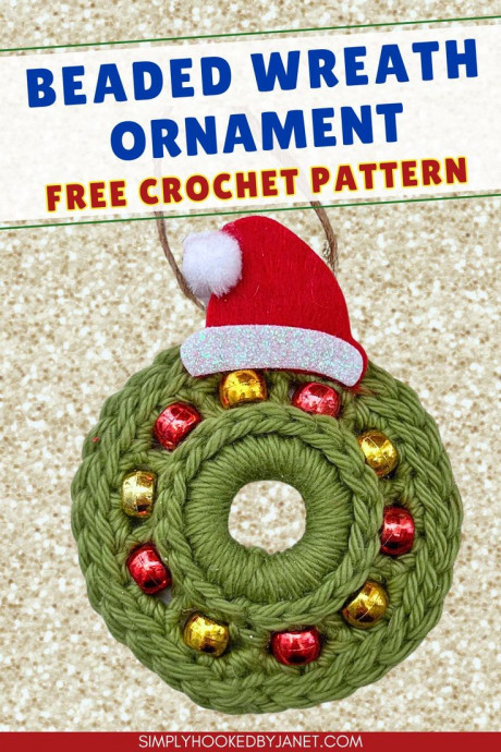 Create Your Own Crochet Beaded Christmas Wreath Ornament This Holiday Season