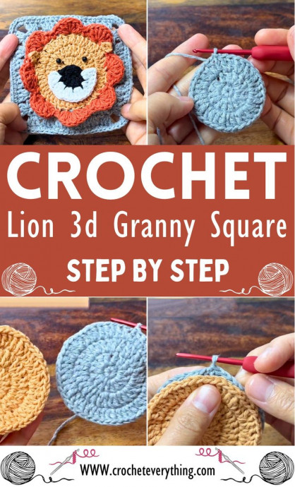 Create Your Own Adorable Crochet Lion Granny Square - Step-by-Step Guide