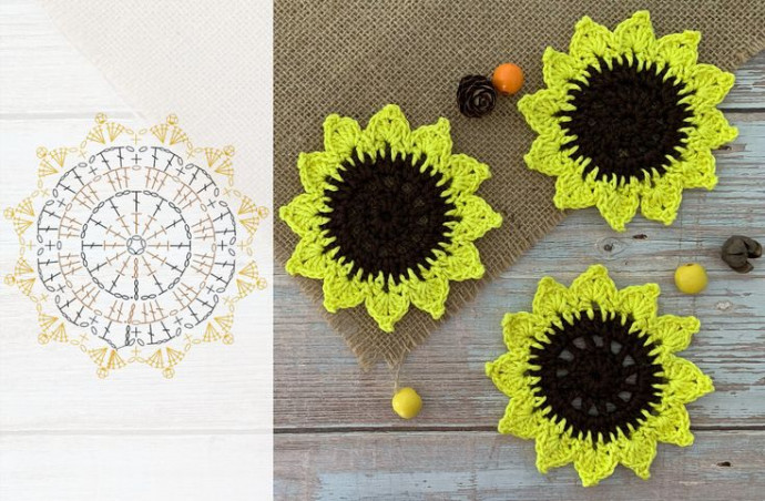 Crochet Sunflower Coaster