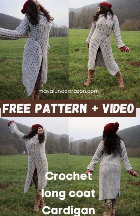 Crochet Long Coat Cardigan Pattern (FREE)