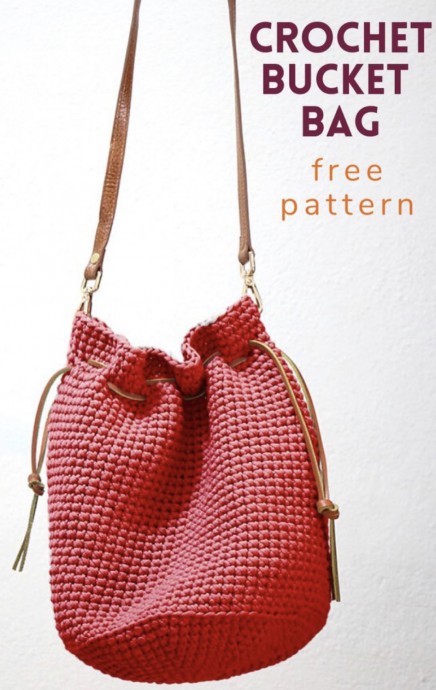 Crochet Drawstring Bucket Bag (Free Pattern)