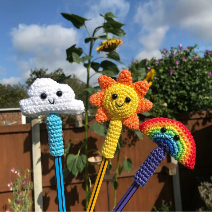 Create Charming Crochet Weather Pencil Toppers: Sunshine, Clouds, and Rainbows Create Charming Crochet Weather Pencil Toppers: Sunshine, Clouds, and Rainbows