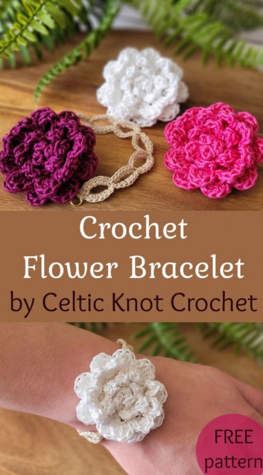 Crochet Flower Bracelet (Free Pattern)