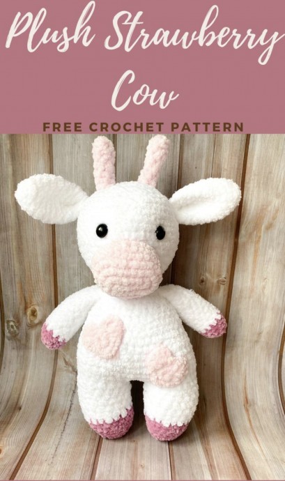 Crochet Plush Strawberry Cow