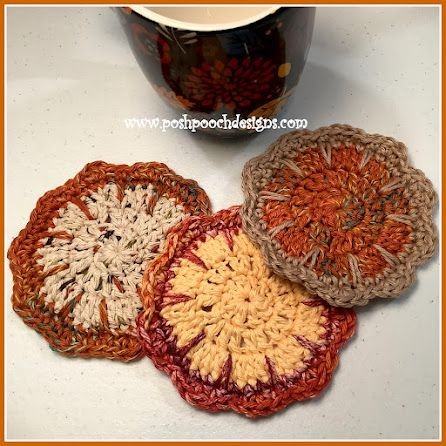 Crochet Fall Wild Flower Coaster